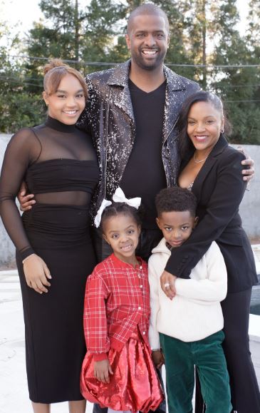 Ellen Rucker Sellers with her husband Bakari Sellers, daughter Kai Michelle Carter and twins Sadie Sellers and Stokely Sellers